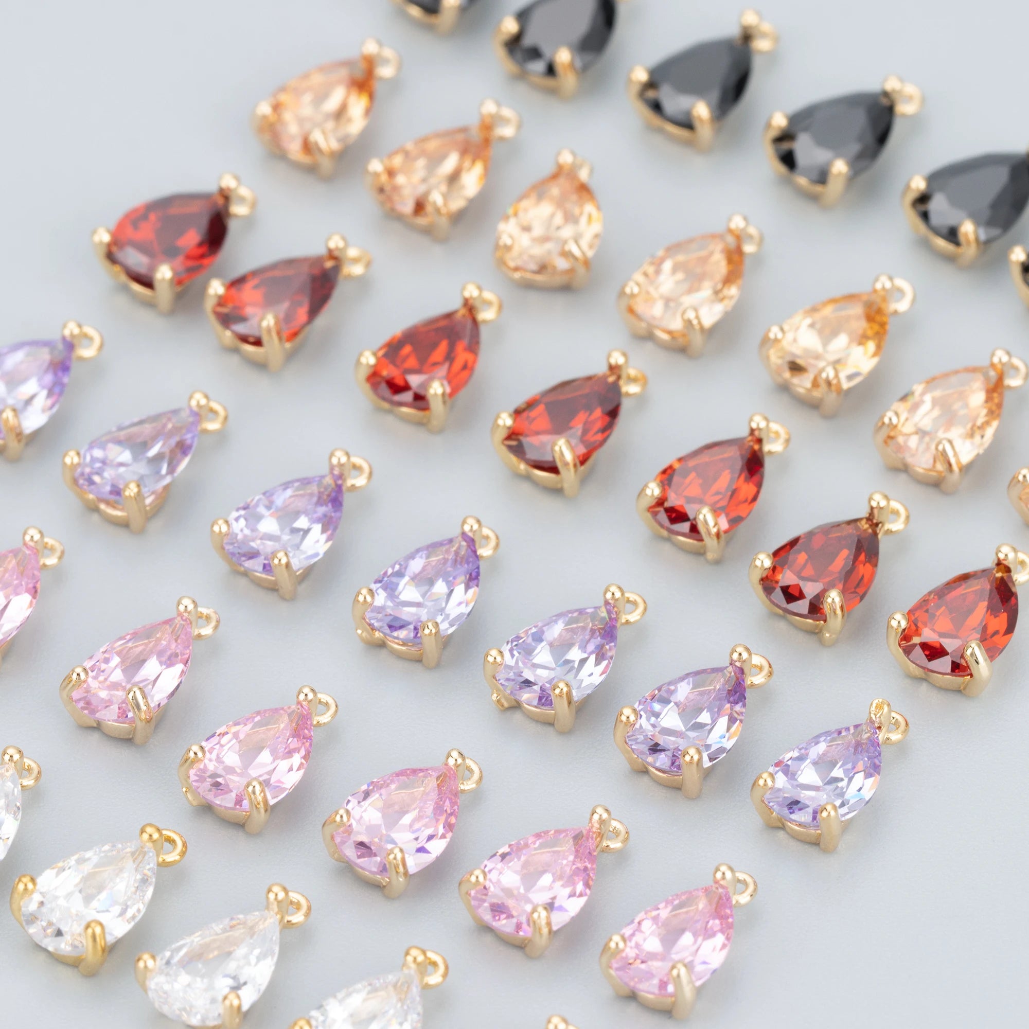 M610 10pcs/lot Jewelry Findings Components18k Gold Platedcopperzircon Pendantpass REACHnickel Freewater Dropdiy Earring