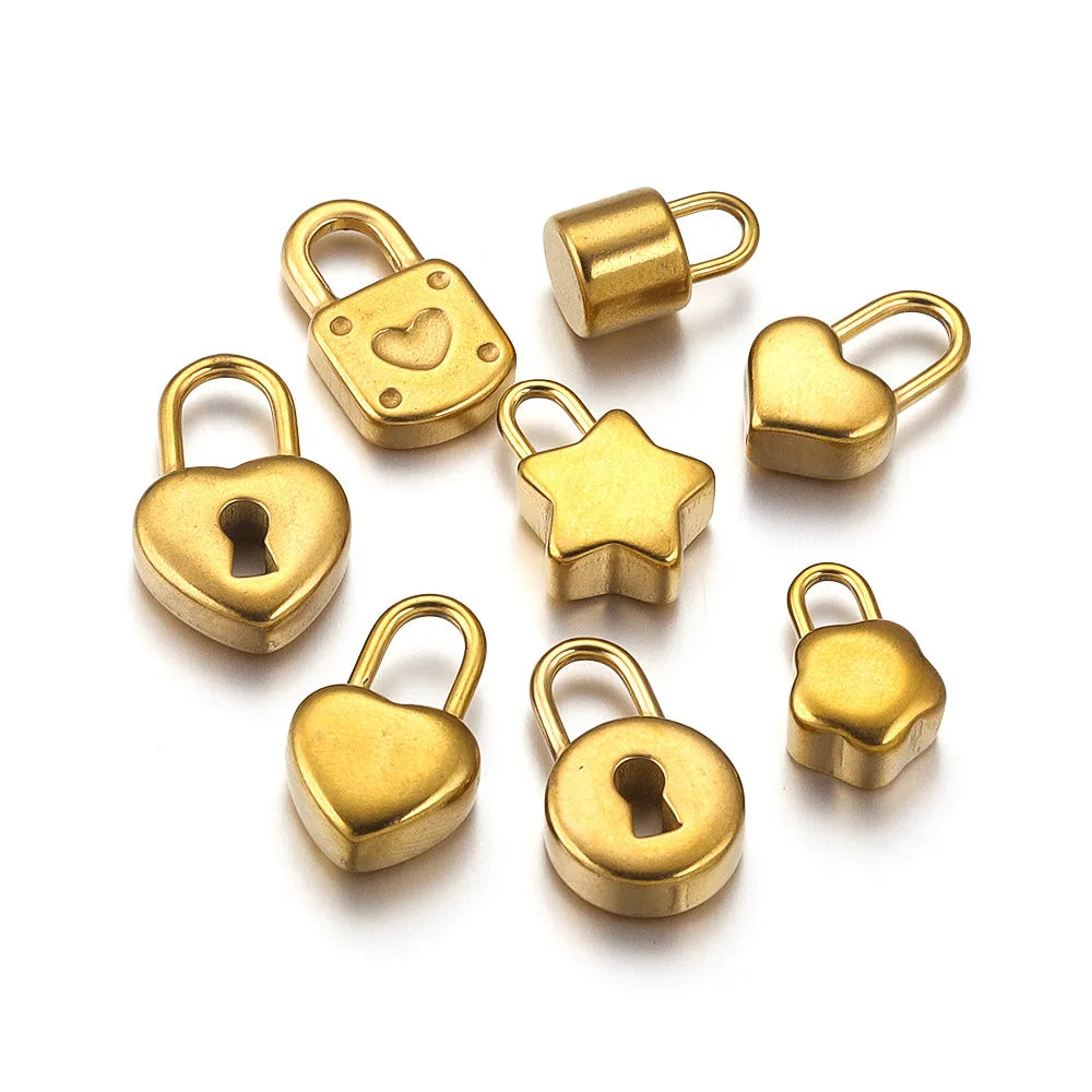 SSeeSY Custom Stainless Steel DIY Key Small Love Cute Lock Handbag Purse Clothes Decoration Pendant Necklace Accessories Charm