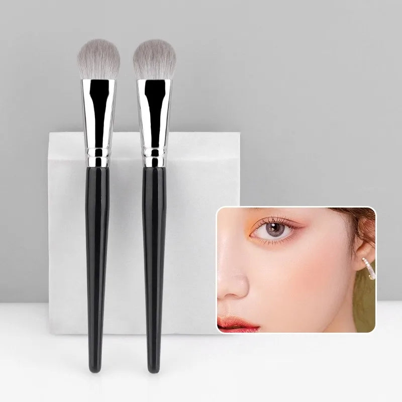 Peach Heart Highlighter Makeup Brush Tongue Shape Blusher Smooth Synthetic Hair Face Brightening Cosmetic Smudge Brush Handle