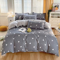 4-in-1 Comfortable 100% Polyester Microfiber Quilt Bed Sheet Set Custom Print for King Bed Modern Plant Pattern for Home Use