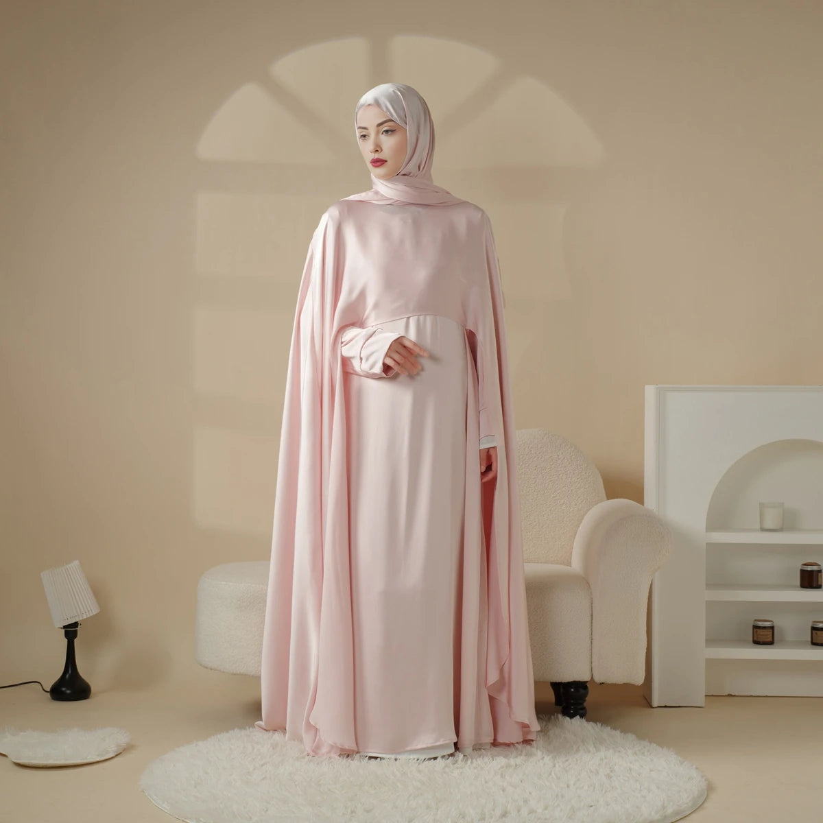 Premium Linen Blend Satin Open Winter Abaya Dress for Women Modest Plus Size Long Dubai Style for Spring Factory Price for Eid