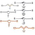 Industrial Piercing Stainless Steel 14g Dangle Charm Bohemian Wedding Earrings Barbell Set Heart Moon Star Cross Cartilage