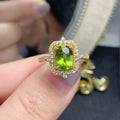 Hot Popular Vintage Enamel Ladies Mood 925 Sterling Silver Rings Women's Natural Peridot Oval Cut Wedding Jewelry