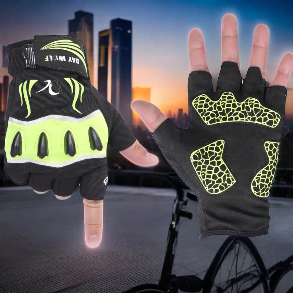 Wholesale Polyester Leather Fingerless LED Flashlight Gloves Touch Screen Compatible for Night Riding Bike Cycling Fishing Gym