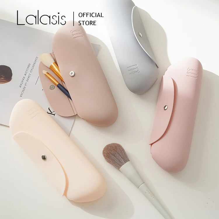 Lalasis Private Label Make up Organizer Bag Travel Waterproof Makeup Bag Silicone Brushes Holder Silicone Travel Cosmetic Bag
