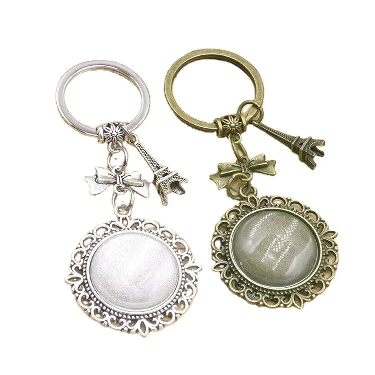 25mm Alloy Pendant Tray Cabochon Bezel Base Setting for DIY Jewelry Making Keychain