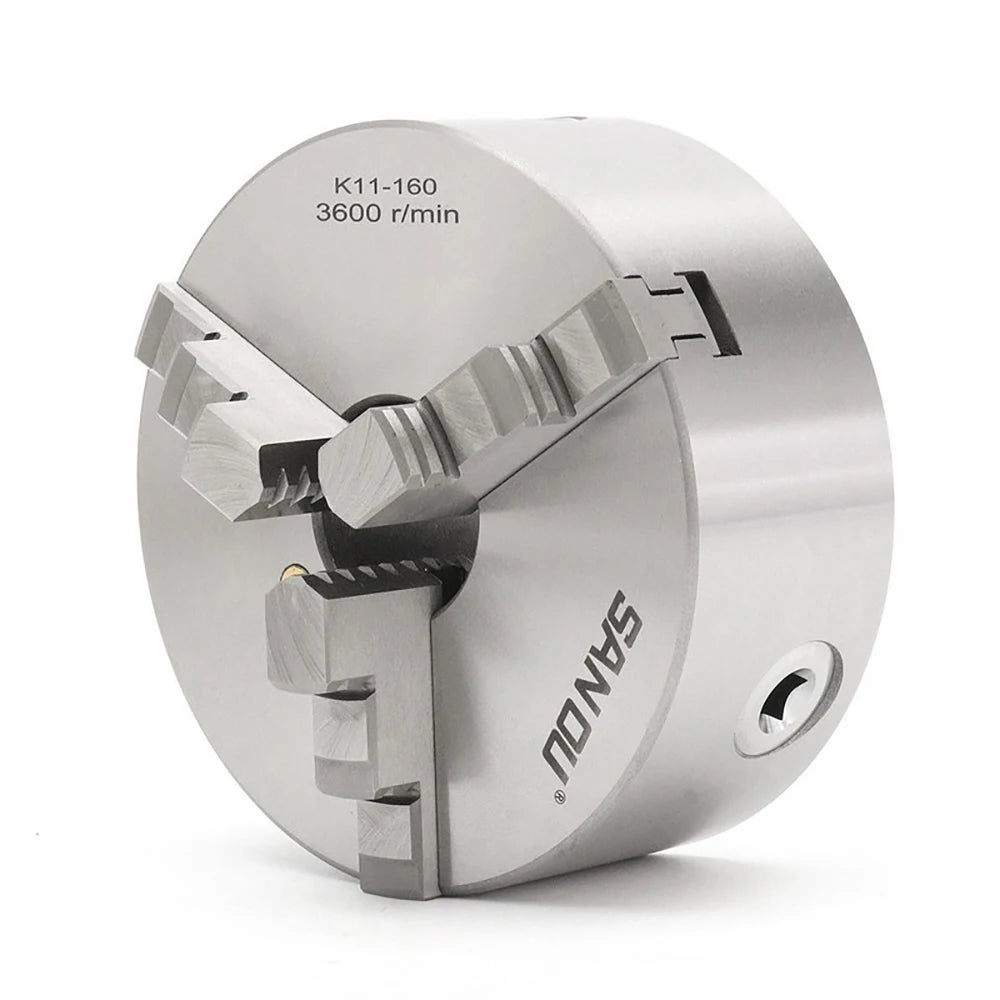 3 Jaw K11-160 6" Stainless Steel Lathe Collet Manual Self-Centering Chuck Tools Drill Scroll Dremel Accessories OEM Brand