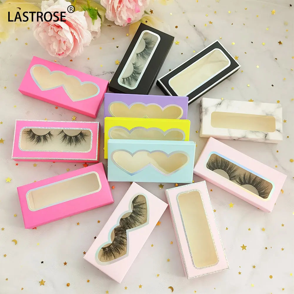 OEM Custom Logo Cardboard Paper Lash Box Pink Empty Packaging for Full Strip Eyelashes