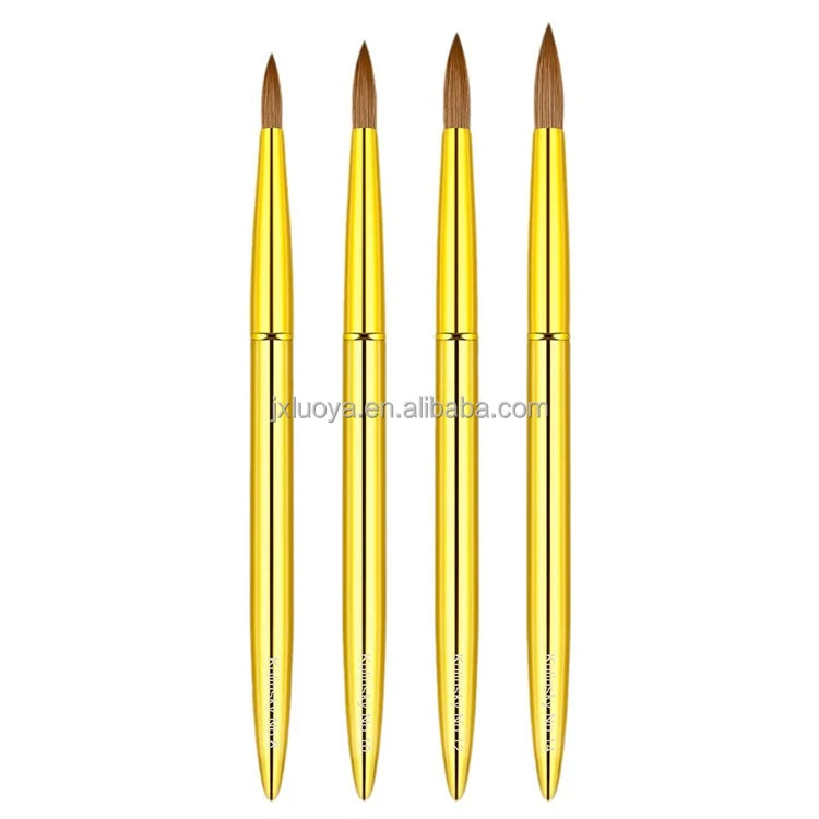 Professional Nail Brush Crimped Ferrule Oval Shape Luxury Metal Handle for Acrylic Application Beauty Tools