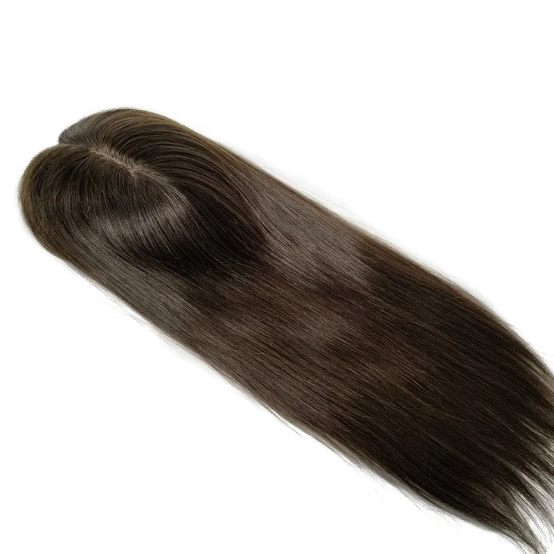 Silk Top Parting Cover Transparent PU Injection Base Human Hair Women Topper for Thinning Hair Manufacturer