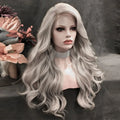 Celebrity Long Style GREY Color  Synthetic Hair Wigs Matte Heat Resistant Fiber Same Human Hair Lace Front Wig