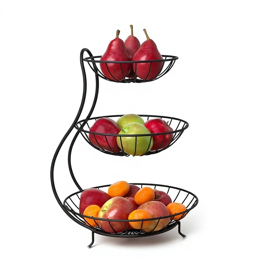 Wholesale Kitchen 3 Tiers Storage Holder & Rack Wall Mounted Iron Metal Wire Fruit Potato Storage Basket