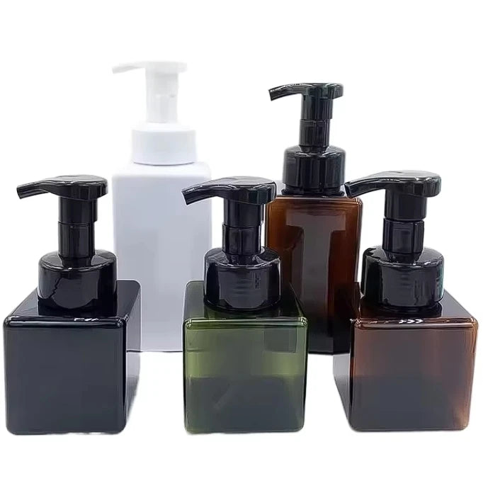 High Quality Pet Square Liquid Soap Dispenser Foaming Face Wash Bottle Cleanser Clear Foamer Pump 250ml Empty Foam Pump Bottles