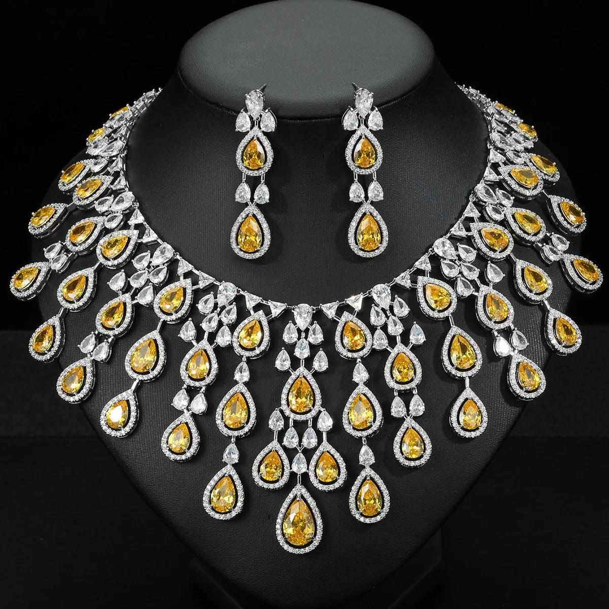 African Wedding Necklace Earring Sets Wholesale Jewellery New Women's Fashion Luxury Wedding Jewelry Set