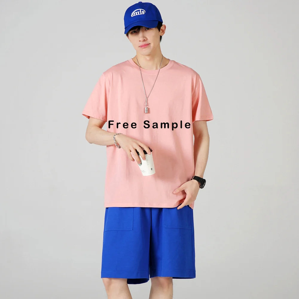 200gsm High Quality Wide Boxy Blank T Shirt Heavy Weight Cotton Tshirt Oversized Black White T-shirt for Men