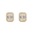 E081 Iced Out Geometric Gold Plated Brass Cubic Zircon Stud Earrings for Men and Women Anniversary Fashion Jewelry