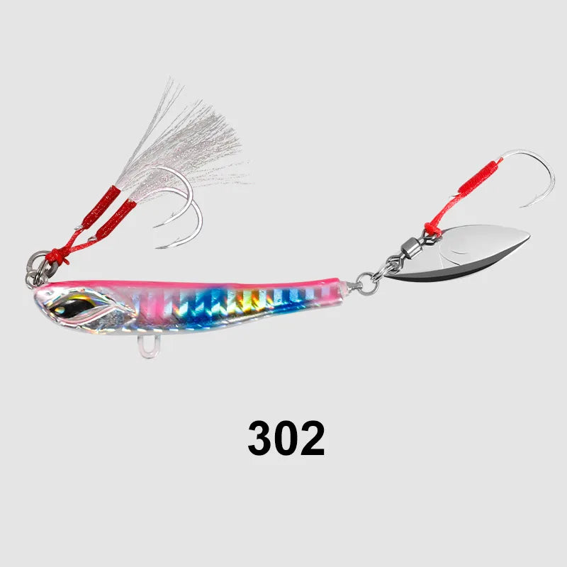 OEM ODM Peche Vertical Jigging Lures Metal Casting Bait 3D Eye Wobbler Spinnerbait Sea Bream Fishing Lure