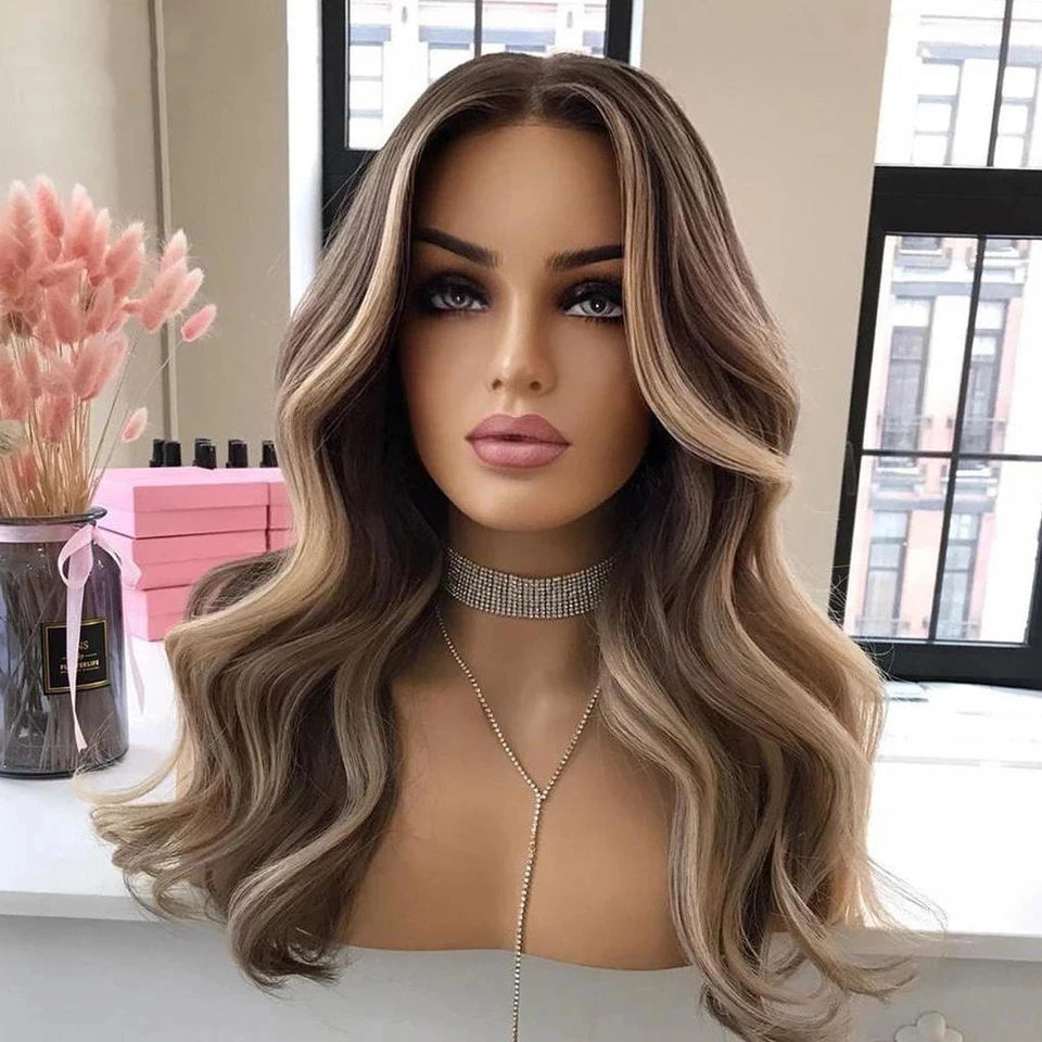 Highlight Blonde Lace Frontal Human Hair Wigs Pre-Plucked Lace Closure Wigs for Women Loose Wave Wigs Human Hair 10"-30"