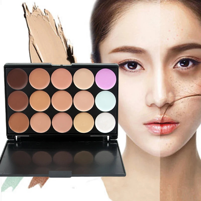 15 Colors Mineral Makeup Foundation & Concealer Palette with Long Lasting Waterproof Formula for All Skin Types