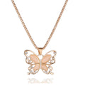 Fashionable Opal Hollow-out Rhinestone butterfly Necklace