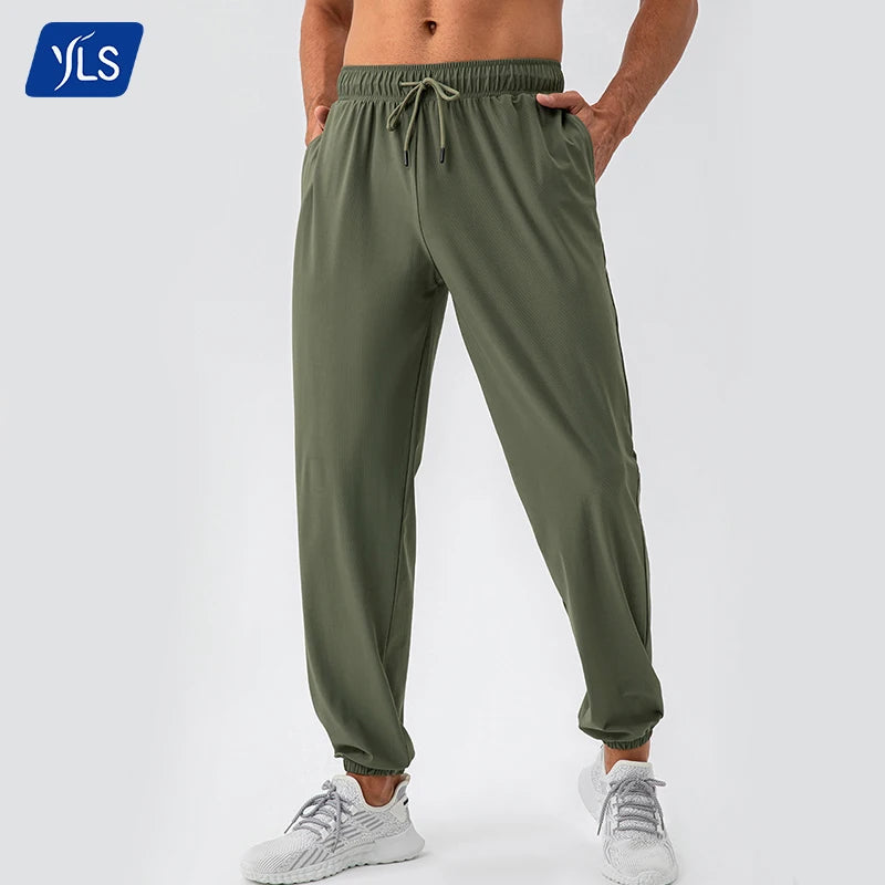 YLS Custom Fitness Jogger Men's Nylon Sports Pants Breathable Quick Dry Workout Running Gym Pants with Mid Waist Casual Style