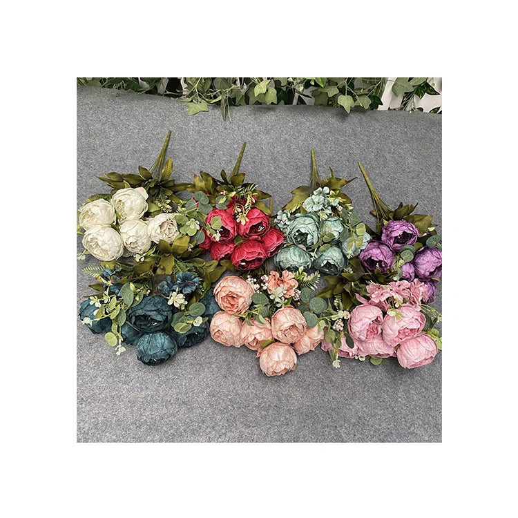 Factory Direct Wholesale Wall Big11-Pronged Diamond Velvet PeonyArtificial Flower Rose