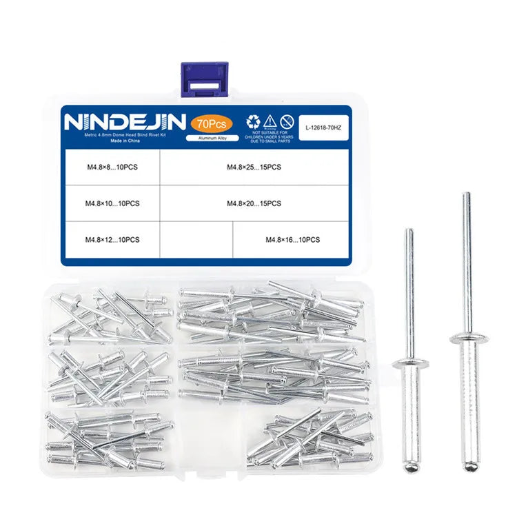 180PCS M3.2 M4 M4.8 Dome Head Blind Rivets Box Assortment Kit Pop Open End Aluminum Screw Blind Rivet Sets