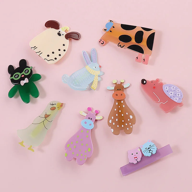 Midairy Factory Wholesale Cartoon Animals Hairpins Coloful Giraffe Clips for Girls Kids Hair Accessories 65x31mm 4027