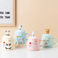 500ml Japanese Cute Cartoon Embossed Ceramic Water Cup Couple Coffee Cup