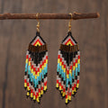 Go2boho Handmade Boho Dangle Earrings Fashionable Fringe Jewelry with Braided Glass Beads and Tassels Wholesale for Women