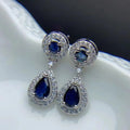 Hot Selling Wholesale 925 Sterling Silver Macrame Big Hoop Korean Natural Sapphire Drop Earrings Gold Plated Classic for Gift