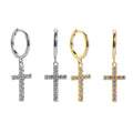 FUAMAY Gold Plated Statement Earrings Aretes De Moda Cross Drop with Designer Luxury Silver Cross Fine Hoop Earrings Handmade