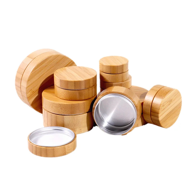 Eco Friendly Custom 5g 10g 15g 30g 50g 100g 200g Cosmetic Lip Balm Wax Face Cream Luxury Bamboo Aluminum Jar with Lid