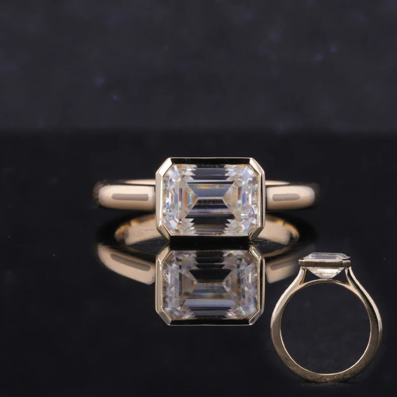 HPHT CVD Lab Emerald Diamonds Ring D VVS2 IGI GIA Certificate Diamond Engagement Ring Verified 10k 14k Yellow Gold Bezel Rings