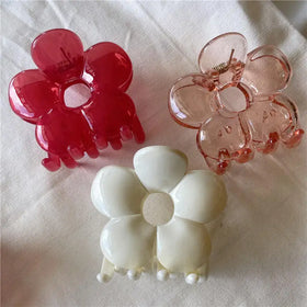 Trendy Hair Claw Transparent Flower Hair Claw Clips for Women Girls Hair Pins