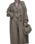Wholesale 2026 Winter New Women's Casual Fashion Long Sleeved Knitted Cardigan Vest High Waist Pants Women's Set