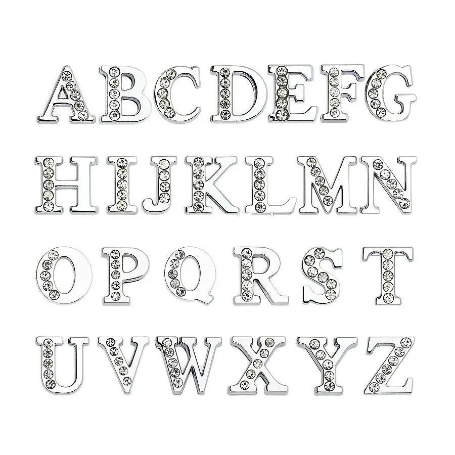 1pc A-Z 8mm Half Crystal Slide Letters Charms for Bracelet Making Alphabet DIY Wristband Pet Collar Keychain Women Men Jewelry