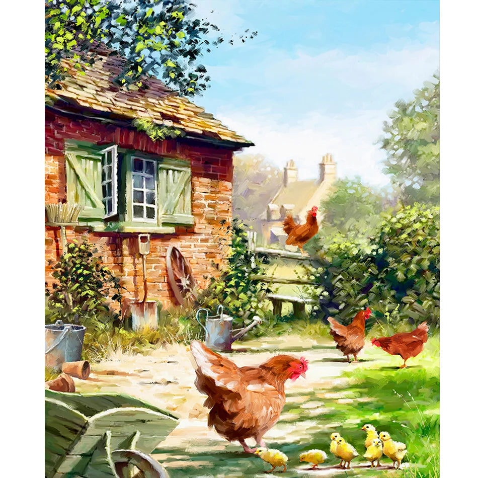 Painting by Number Animal Rooster for Adult Handpainted Drawing on Canvas Flower Painting for Home Decor 40x50cm/16x20inch