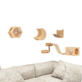 YSCat Sustainable Eco-Friendly Wooden Floating Cat Wall Shelves & Cat Tree with Hammock Perches Wall-Mounted Furniture Scratcher