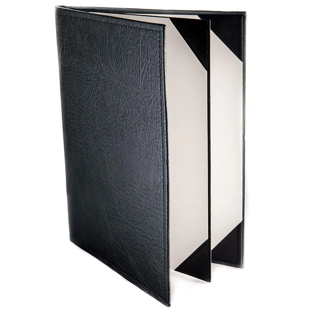 OEM ODM design black brown color menu cover holder faux leather restaurant multiple pages menu folder