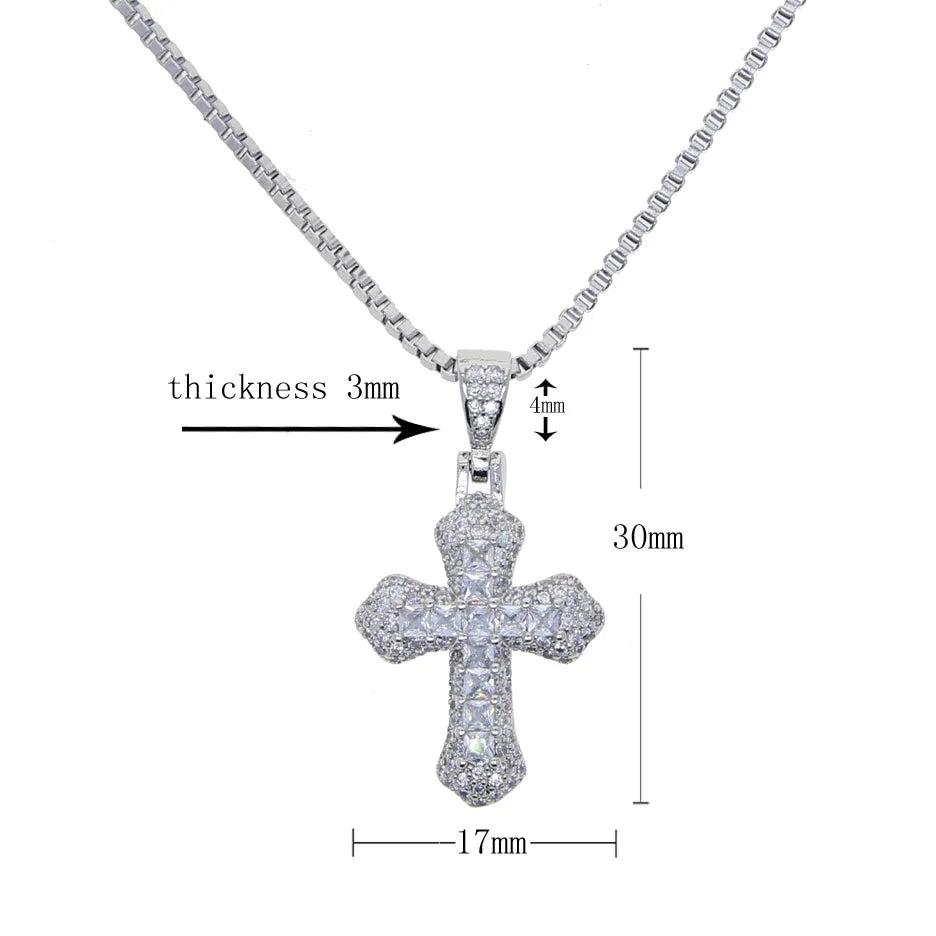2024 New Wholesale Brass Inlaid Crystal Cross Pendant Necklace HOTWAY HTW3352NK Fashion Jewelry Anniversary Couple Pendants for