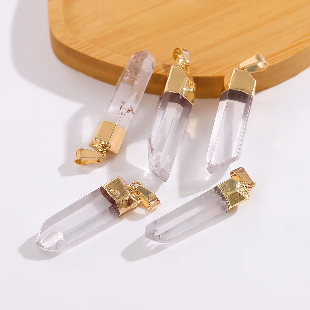 Natural Stone Clear Quartz Crystal Pendant Necklace Natural Druzy Gemstone Pendant Necklace for Women and Men