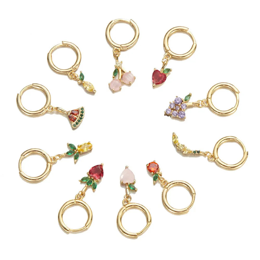BASQUESUN Trendy Bach Sandy Candy Color Jewelry 12 Styles Summer Colorful Crystal Cute Crystal Fruit  Earrings Women Girls