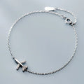 Solid 925 Sterling Silver Lovely Small Airplane Charm Bracelet Jewelry Cute Plane Pendant Bracelet