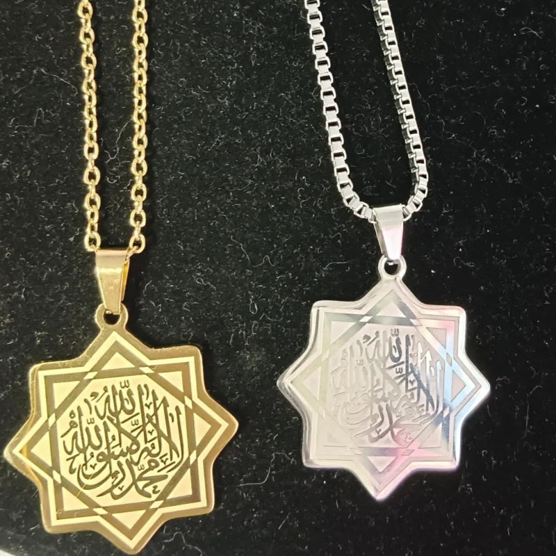 Stainless Steel Muslim Islamic Necklace Gold Plated Arabic  Religious Pendant Jewelry