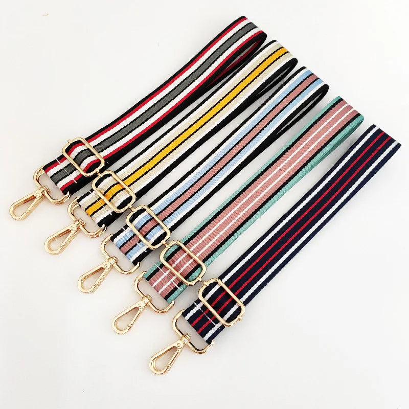 Meetee B-J279 3.8cm Nylon Color Stripe Webbing Long Shoulder Crossbody Anti-gravity Women's Bag Strap