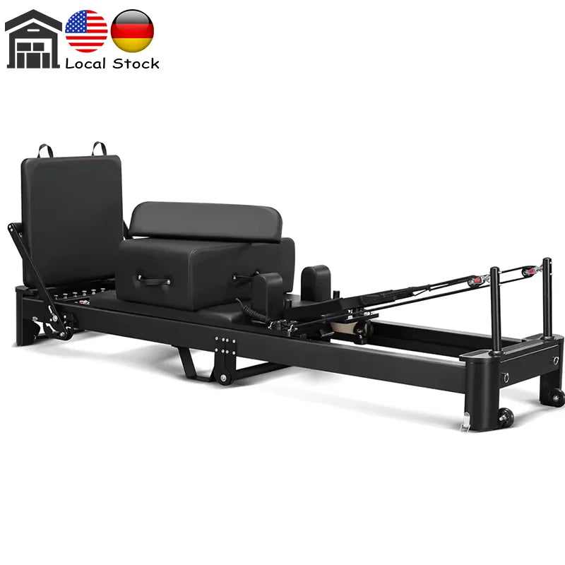 Aluminum Easy to Store at Home Machine Folding  Black Aluminum Foldable Pilates Reformer