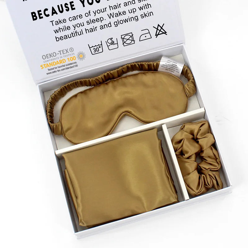 19mm 22mm 25mm Wholesale Hot Sale Custom Silk Gift Bow Tie Eyemask Mulberry Silk Pillowcase Sets 100% Pure Sleep Silk Set Women