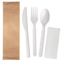 Eco-friendly Disposable Compostable Biodegradable Cornstarch CPLA Spoon Set Individually Paper Wrapped Utensil Water-Repellent