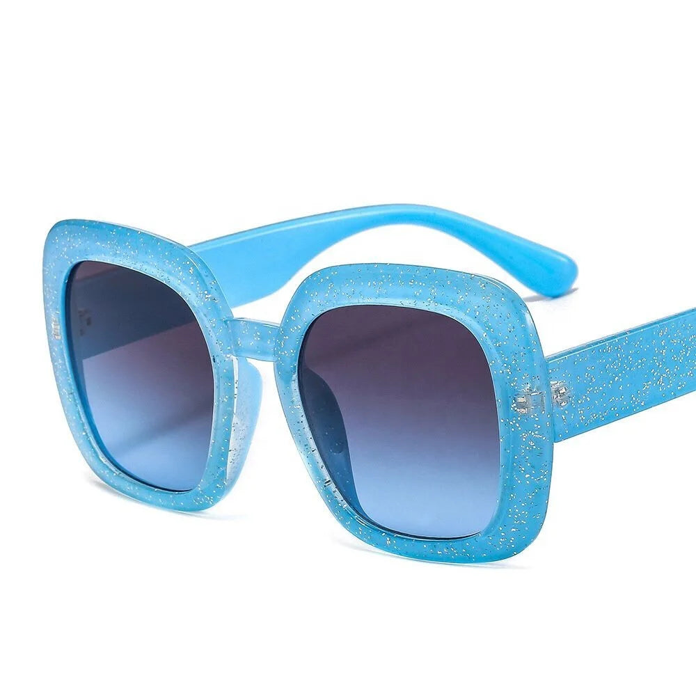 2024 New Trendy Bigger Oversized Frame Sun Glasses Women Shades Gradient Shiny Sunglasses